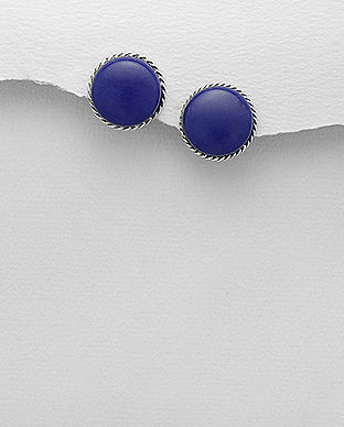 Cercei clips cu piatra albastra Lapis Lazuli 11-1-i57351B