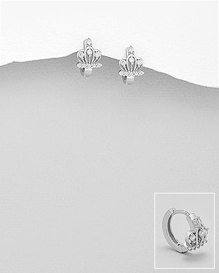 Cercei mici veriga petru fetita model coroana din argint cu pietricele 11-1-i57128