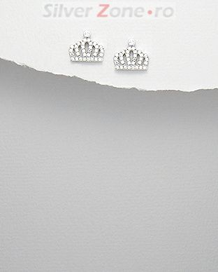 Cercei coroana din argint cu pietricele 11-1-i4153