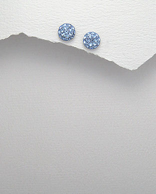 Cercei mici din argint cu cristale bleu 11-1-i21385B