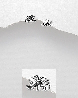 Cercei din argint model elefant in filigran 11-1-i61584