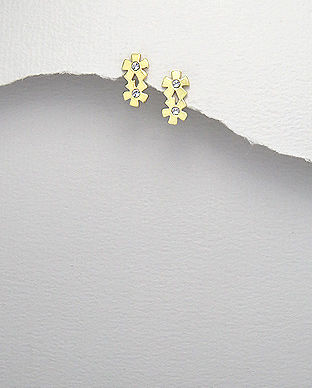 Cercei floricele din argint placat cu aur 11-1-i44349