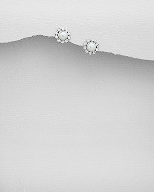 Cercei floare mica din argint cu perla de cultura 11-1-i5371