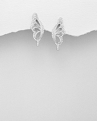 Cercei aripi de fluture din argint cu cubic zirconia 11-1-i55221