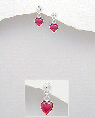 Cercei model inima rosie din argint 11-1-i64132
