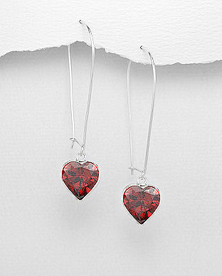 Cercei inima rosie din argint cu zirconia 11-1-i62165R