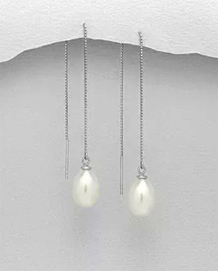 Cercei cu lantisor din argint si perla para de cultura 11-1-i6159
