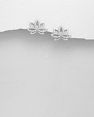 Cercei lotus cu cubic zirconia din argint 11-1-i5966