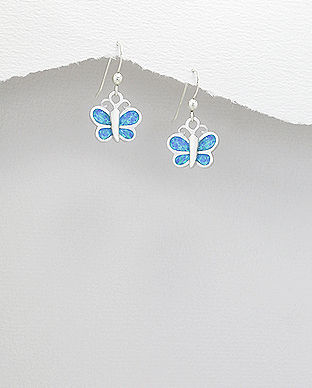 Cercei fluture din argint cu opal albastru 11-1-i44436