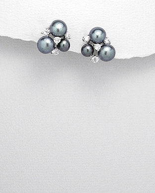 Cercei din argint cu perle gri 11-1-i5710N