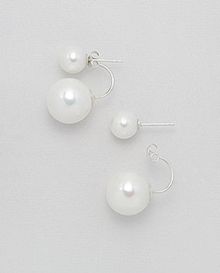 Cercei dubli din argint cu perle mari albe 11-1-i6218