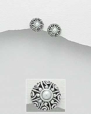 Cercei model balinez din argint si perla de cultura 11-1-i5912