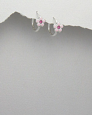 Cercei veriga de fetite din argint cu floricica roz 11-1-i64419