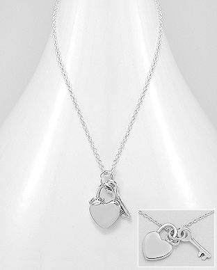 Bijuterii lacat in forma de inima si cheie din argint 14-1-i59371