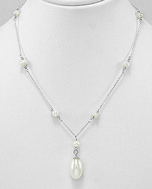 Colier din argint cu perle albe de cultura 14-1-i293