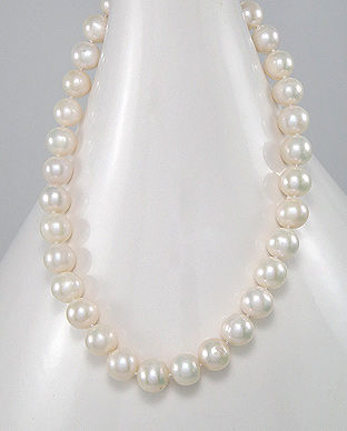 Colier cu perle albe de cultura si argint 14-1-i4729