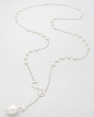 Colier cu simbol infinit din argint si perle de cultura 14-1-i5355