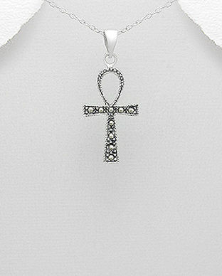 Cruce egipteana argint cu marcasite 17-1-i61588