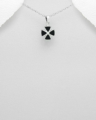 Cruce malteza din argint cu email negru 17-1-i61596