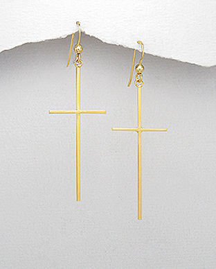Cercei cruce din argint placat cu aur 11-1-i61483