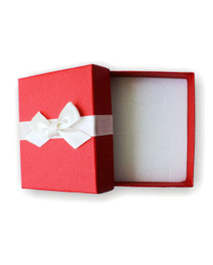 Cutiuta rosie din carton cu fundita pentru set de bijuterii 17270