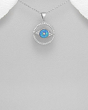 Evil Eye bijuterie argint ochi opal albastru pandantiv 17-1-i62596