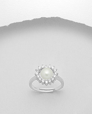 Inel ajustabil din argint model inima si perla de cultura 12-1-i5131