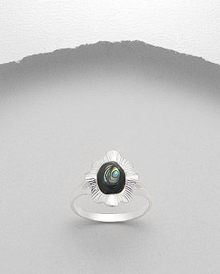 Inel din argint cu sidef abalone verde 12-1-i2983