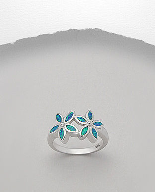Inel flori din argint cu opal albastru 11-1-i44438