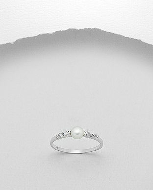 Inel din argint cu perla de cultura si cubic zirconia 12-1-i5140