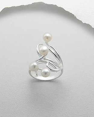 Inel din argint cu perle albe de cultura 12-1-i518