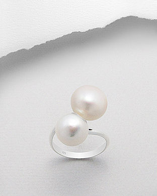 Inel ajustabil din argint cu perle albe 12-1-i579A