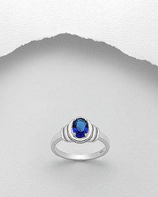 Inel din argint cu piatra albastra 12-1-i59111