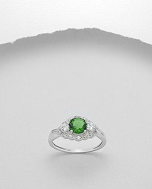 Inel din argint cu piatra verde 12-1-i5196V