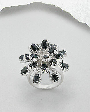Inel din argint si spinel negru 12-1-I4259SNe