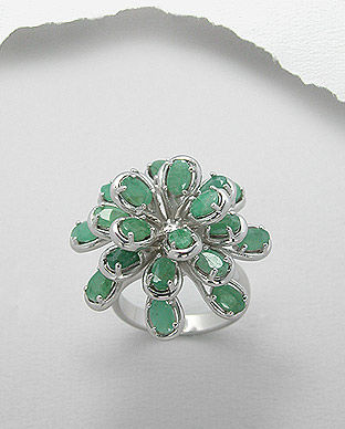 Inel din argint cu smarald verde 12-1-i5144