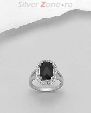 Inel din argint cu zirconia negru 12-1-i37302