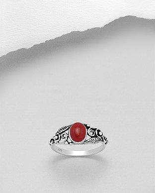 Inel cu coral rosu din argint 12-1-i62414