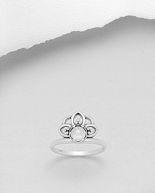 Inel lotus din argint cu cuart 12-1-i62418L