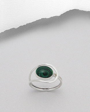 Inel din argint cu piatra verde 12-1-i51268V