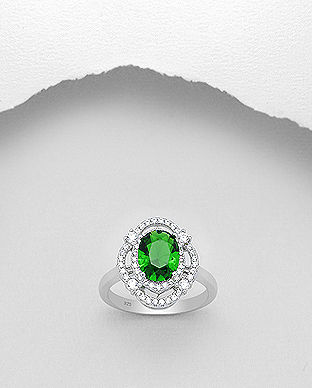 Inel din argint cu piatra verde 12-1-i5192