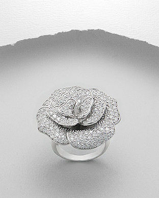 Inel model trandafir din argint cu pietre de zirconia 12-1-i25170
