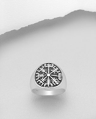 Inel din argint cu simbol Viking Vegvisir 12-1-i62723