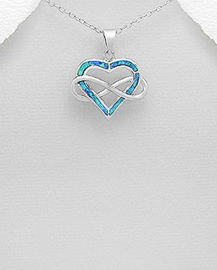 Infinit si inima pandantiv din argint cu opal albastru 17-1-i62602