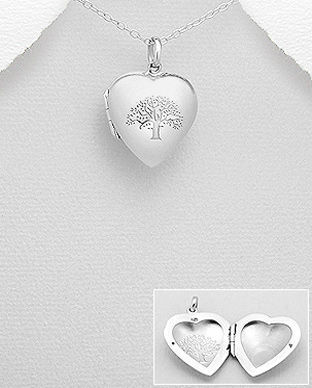 Pandantiv inima care se dechide gravat copac din argint 17-1-i61173