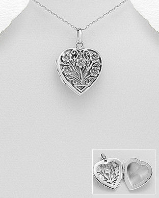 Medalion model inima din argint cu flori decupate 17-1-i64243