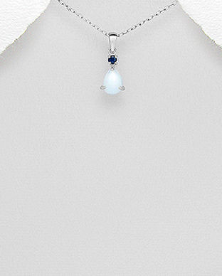 Opal cu safir albastru montat in pandantiv din argint 17-1-i64435