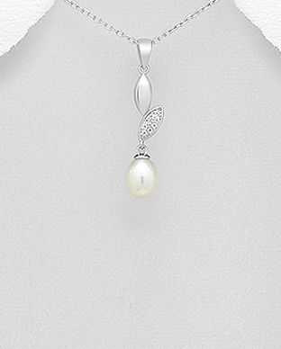Pandantiv model frunze din argint si perla de cultura 17-1-i5747