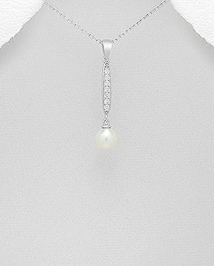 Pandantiv din argint cu perla alba de cultura si cubic zirconia 17-1-i5739