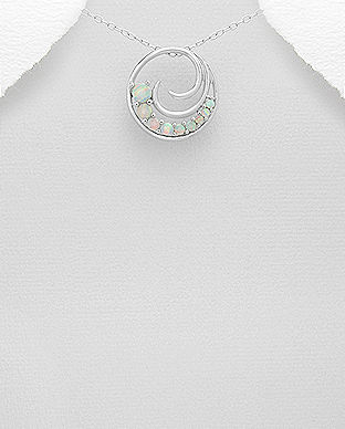 Pandantiv rotund din argint cu opal alb 17-1-i53357